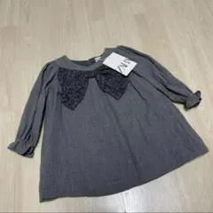 新品ZARAフォーマルOK長袖ワンピース86cm（80cm）グレー系