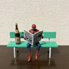スパイダーマンの日常新聞　日本酒　ベンチ　3点セット　ガチャガチャ　カプセルトイ