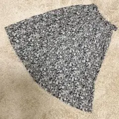 Lounie ルーニィ 花柄 プリーツスカート 日本製 黒白 M相当