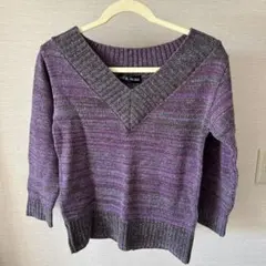 日本製☆CECIL McBEE 紫系 Vネックニット 長袖