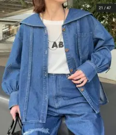 willow　セーラーカラーボリュームスリーブデニムシャツジャケット