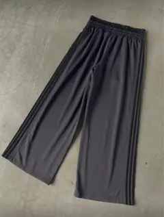 Y2K 韓国系 ワイドジャージパンツ サイドライン スウェット風 グレー M