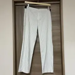 ユニクロ　イージースマートアンクルパンツ　L サイズホワイト　ストライプ