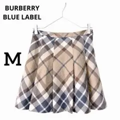 バーバリー ブルーレーベル ウール プリーツスカート ノバチェック ベージュ M