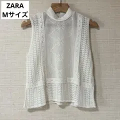【ZARA】ザラ　ノースリーブトップス Mサイズ　レース