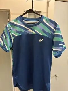 asics ストライプ Tシャツ XL