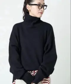 FREAK'S STORE リブタートルネック ニット黒 free