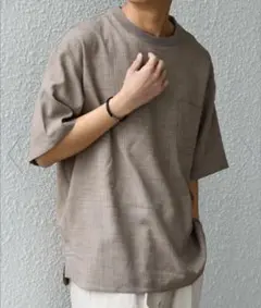 【爽やか♪】SHIPSany リネンライク Tシャツ S ブラウン クルーネックのサムネイル