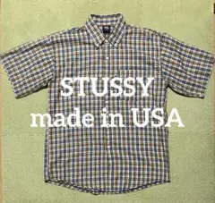 90s USA製 OLD STUSSY 紺タグ チェック半袖シャツ ビンテージ - メルカリ