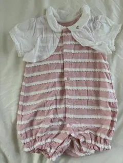 西松屋 ロンパース 60〜70 半袖 ピンク ボーダー