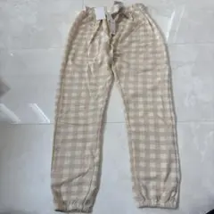 GT-179 チェック柄ロングパンツ 130cm ダークベージュ