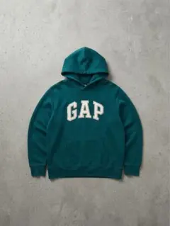 【S】GAP プルオーバーパーカー ターコイズブルー　刺繍ロゴ