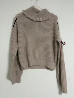 AnkRouge フリル付きハイネックニット