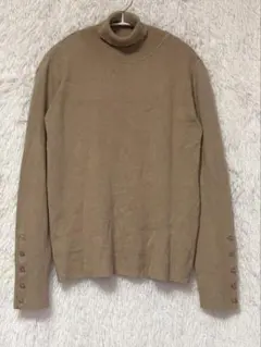 TINA:JOJUN タートルネックニットMベージュ袖ボタン ティーナジョジュン