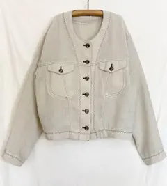 80s レトロビンテージ ユニセックス ノーカラージャケット レア