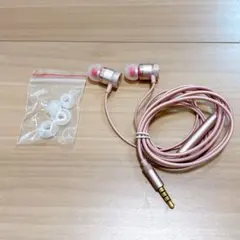 イヤホン 有線 マイク付きイヤホン 3.5mm HIFI音質 ピンク