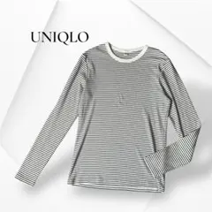 美品 UNIQLO ユニクロ ソフトリブボーダークルーネックカットソー L