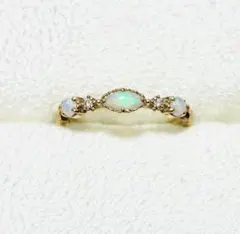 お値下げ☆アガット オパール ダイヤ リング K14 9号