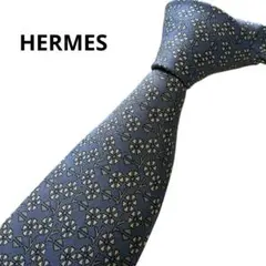 k*m様 エルメス　ネクタイ　総柄　ブルー　ネイビー系
