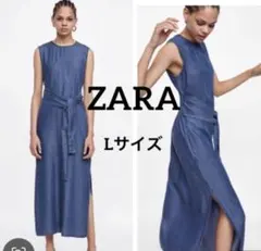 【美品】ZARA デニムワンピース　ノースリーブ　ロングワンピース