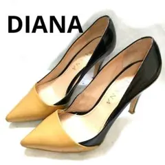 ✨極美品✨DIANA 黒ベージュ エナメル ハイヒール 24cm