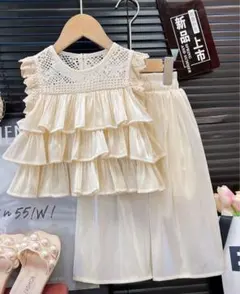 パッチワークケーキドールシャツとワイドレッグパンツセットのサムネイル