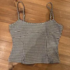 未使用品H&Mチェック柄 スリーブレスビスチェ