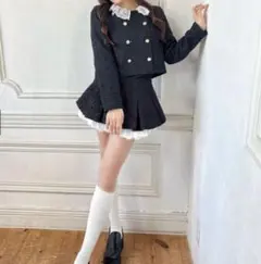 GRL インパン裏地付きフリルツイードプリーツミニスカート