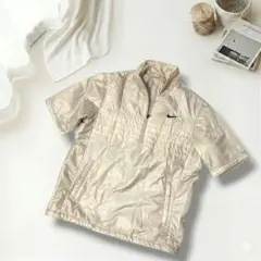【美品】NIKE ナイキゴルフ ハーフジップ 半袖ダウンアウター クリーム L