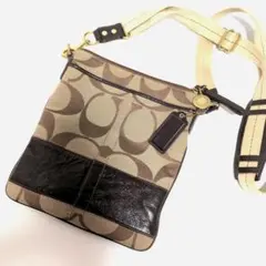 P-5402】COACH シグネチャー ショルダーバッグ ブラック 斜めがけ 
