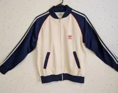 アディダス　ヴィンテージジャージ　トレフォイル ８０年代　クリーム　ネイビー