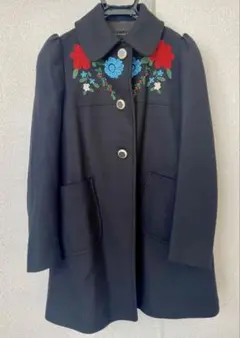 ZARA WOMAN☆刺繍入り ブラック ロングコート Ｍのサムネイル