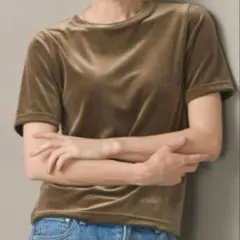 【美品】BEAUTY&YOUTH ベロア コンパクト ショートスリーブTシャツ