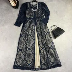 etoll. エトル レースロングコンビドレス M ワンピース 結婚式 ゲスト