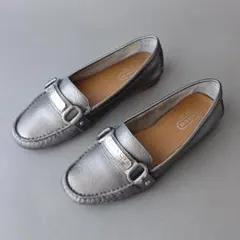 訳アリ美品✨ COACH コーチ メタリックレザー ローファー 5.5B