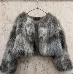 SHEIN x DANNA PAOLA フェイクファーコート グレー L