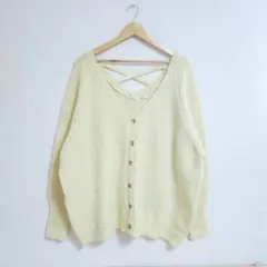 mily bilet カーディガン XL イエロー Vネック ゆったり 秋冬