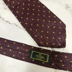 FENDI ズッカ柄 × ペイズリー柄 ネクタイ ワインレッド フェンディ