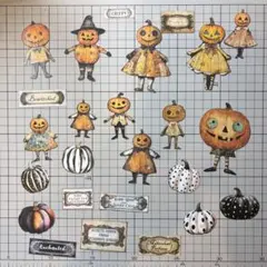 M4 ハロウィン コラージュ素材 約20枚 ジャンクジャーナル素材