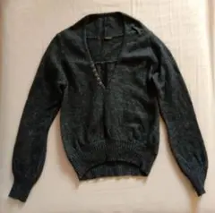 【美品】WHO'S NEXT ナイスクラップ アンゴラ混 Vネックニット グレー
