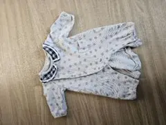 グレー チェック襟ロンパース 0-3ヶ月