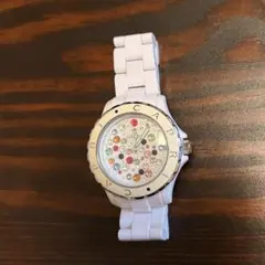 【稼動品】カプリウォッチ 腕時計 ホワイト ラウンド ラインストーンのサムネイル
