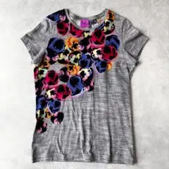 ポールスミス　カラフルパンジー柄Tシャツ　グレー　ビオラ　花柄　1229229