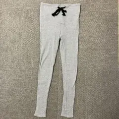 マタニティ　レギンス　リブ編み グレー　綿