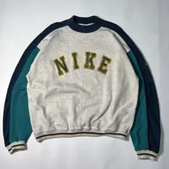 90s ナイキ 銀タグ スウェット L マルチカラー アーム刺繍ロゴ 7240B