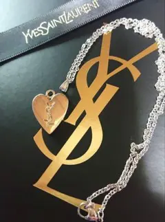 未使用☆Yves Saint Laurentラインストーンハートネックレス希少 