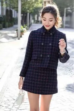 Sheller シェリエ classical ツイードジャケット ネイビー