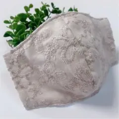ハンドメイドマスク＊大人用＊リネン＊フラワー刺繍