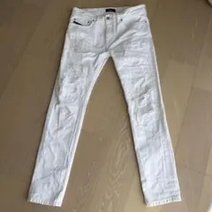 DIESEL BLACK GOLD ホワイトダメージデニムW30かなり細身