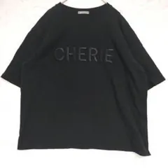 CHERIE デコ刺繍 Tシャツ ブラック 半袖 カットソー M カジュアルのサムネイル